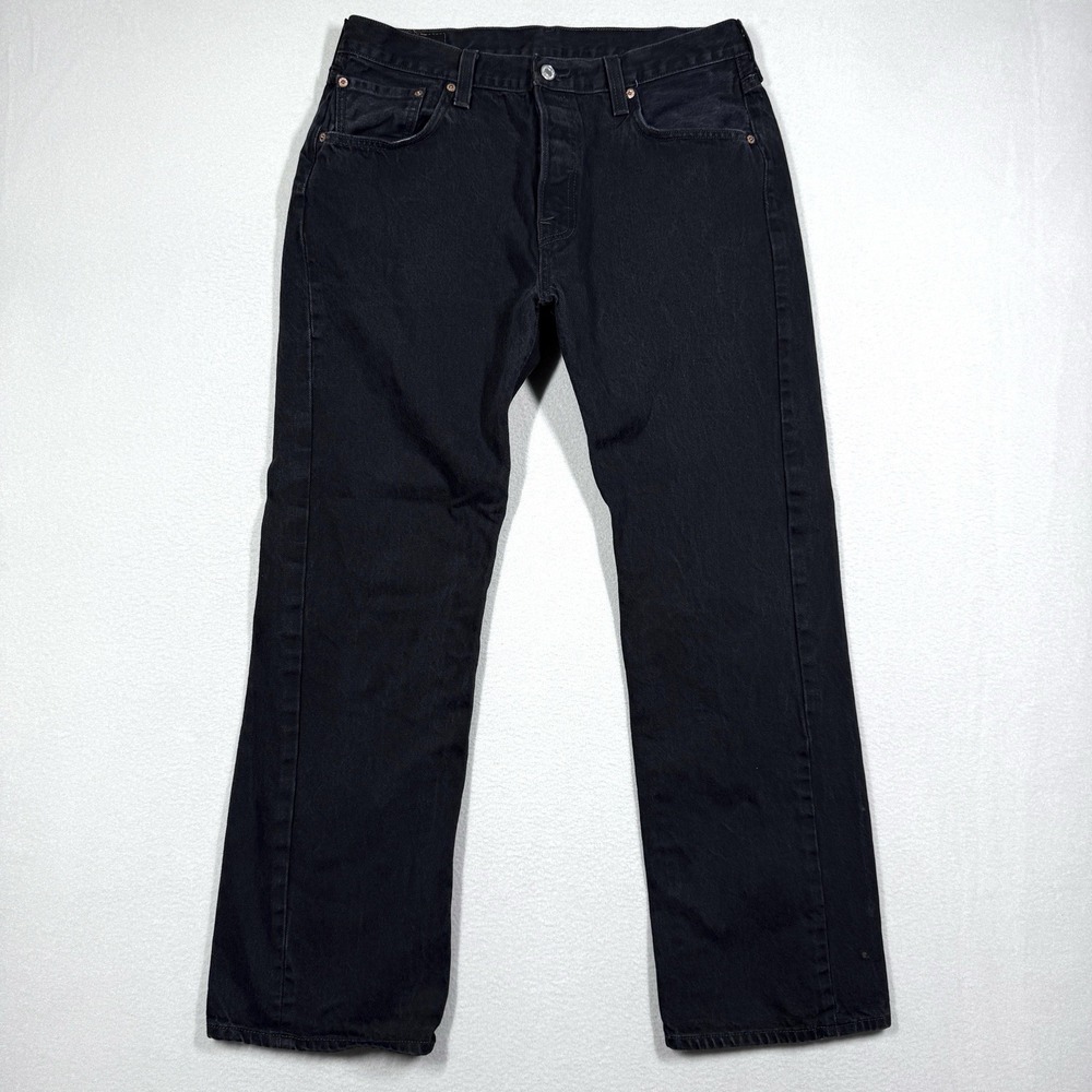Vintage Levis 501 Jeans Mens 36x32 Black Rigid Straight Leg Button Fly Y2K Denim